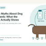 Custom Healthy Paws Essentials illustration for Common Myths About Dog Supplements: What the Evidence Actually Shows, showing a dog and a vet-first care planning concept.